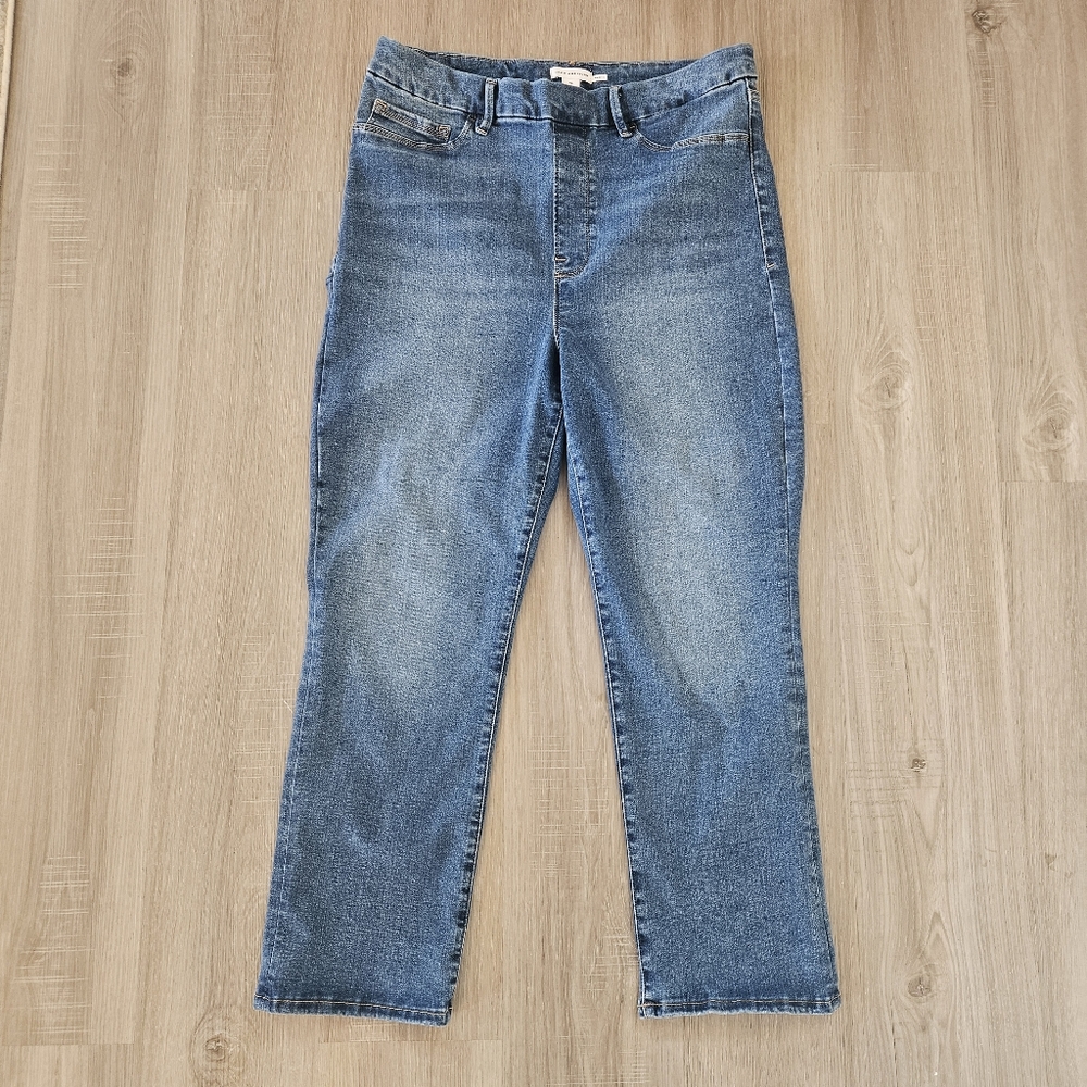 Good American Jeans Women Sz XL Power Stretch Pull On Straight Indigo 490